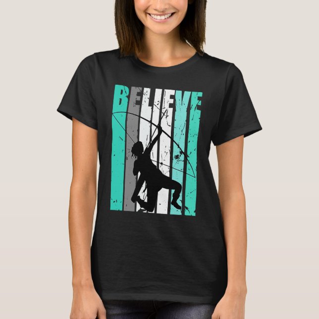 Womens Green Believe Archery Archer Bow Arrow Turq T Shirt (Framsida)