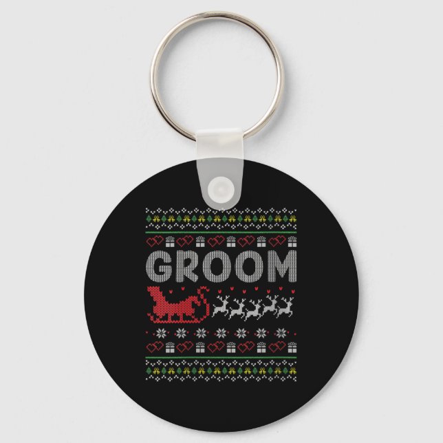 Womens Groom Bride jul Julafton Ugly Matching Co Nyckelring (Framsida)