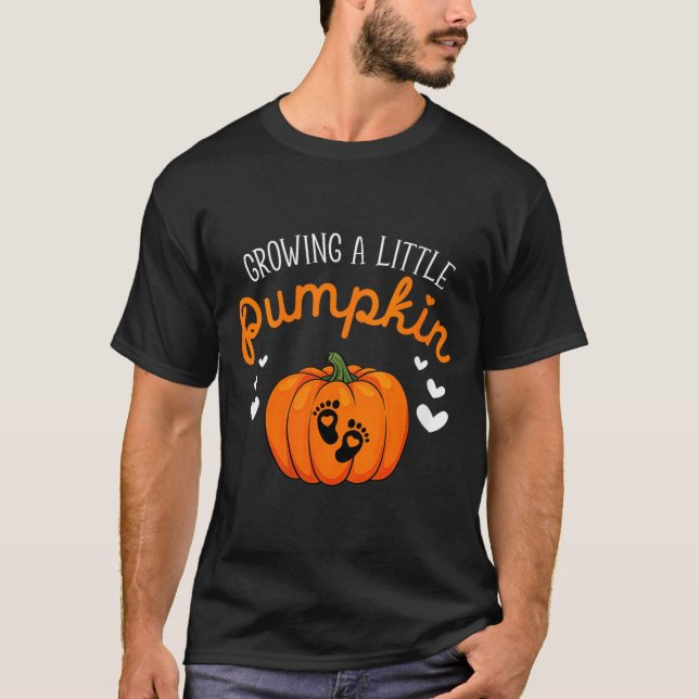 Womens Growing A-little Pumpkin Halloween Pregnanc T Shirt (Framsida)