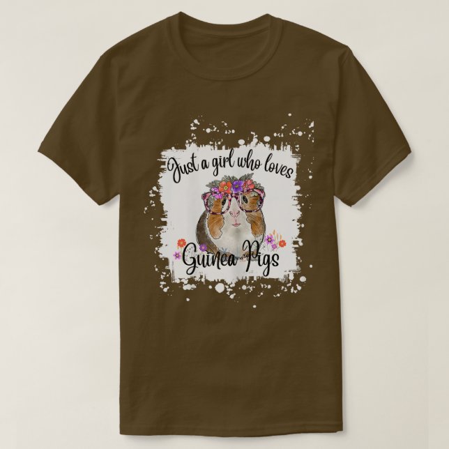 Womens Guinea Pig With Glasses Flowers, Adorable G T Shirt (Design framsida)