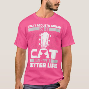 Womens Guitarist Cat Instrument - Acoustic Guitar T Shirt