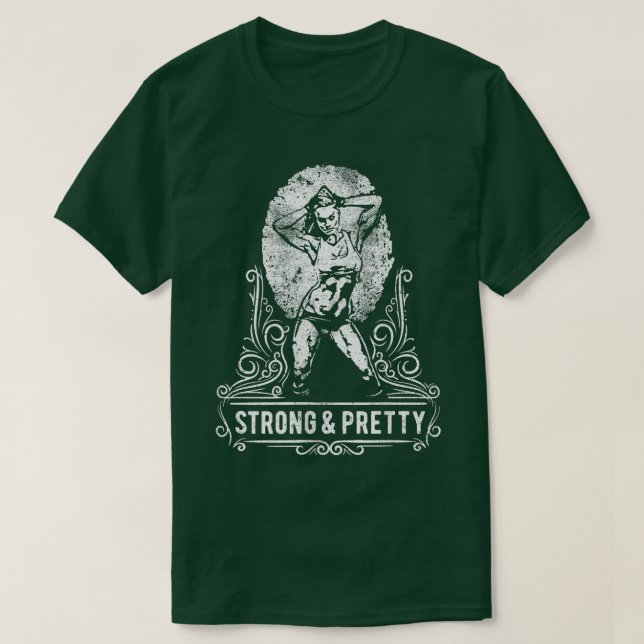 Womens Gym Tee Retro Bodybuilding Women Strong & P (Design framsida)