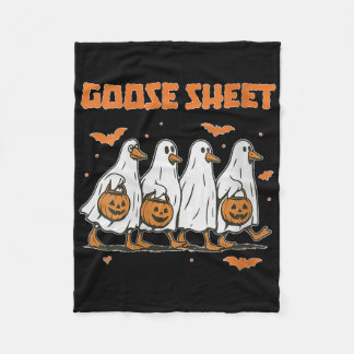 Womens Halloween Fall Goose Sheet Ghost Floral Aut Fleecefilt