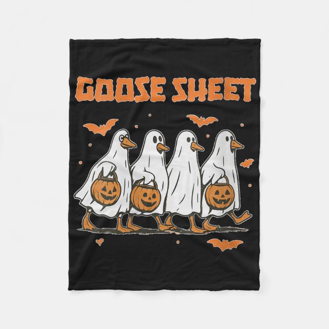 Womens Halloween Fall Goose Sheet Ghost Floral Aut Fleecefilt (Framsidan)