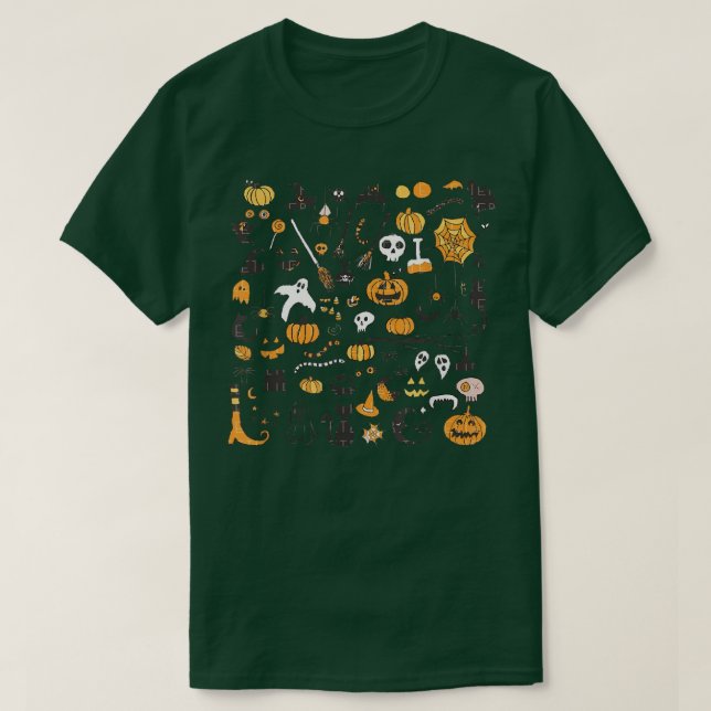Womens Halloween Little Doodles, Pumpkin Witch Gho T Shirt (Design framsida)