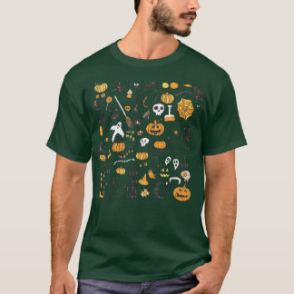 Womens Halloween Little Doodles, Pumpkin Witch Gho T Shirt