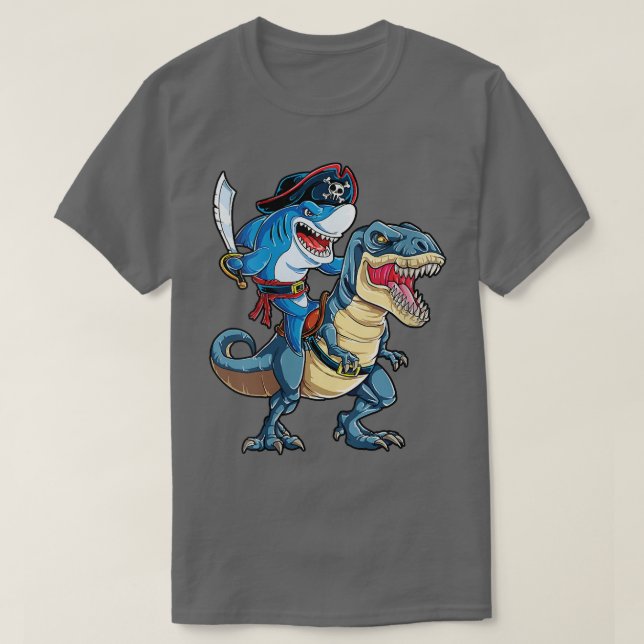 Womens Halloween shark pirat dinosaur t re skelett T Shirt (Design framsida)
