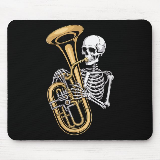 Womens Halloween Skeleton Tuba Tubist V-neck  Musmatta (Framsidan)