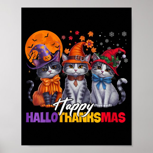 Womens Halloween Thanksgiving jul Lycklig Hall Poster (Framsidan)