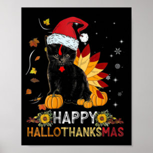 Womens Halloween Thanksgiving jul Lycklig Hall Poster
