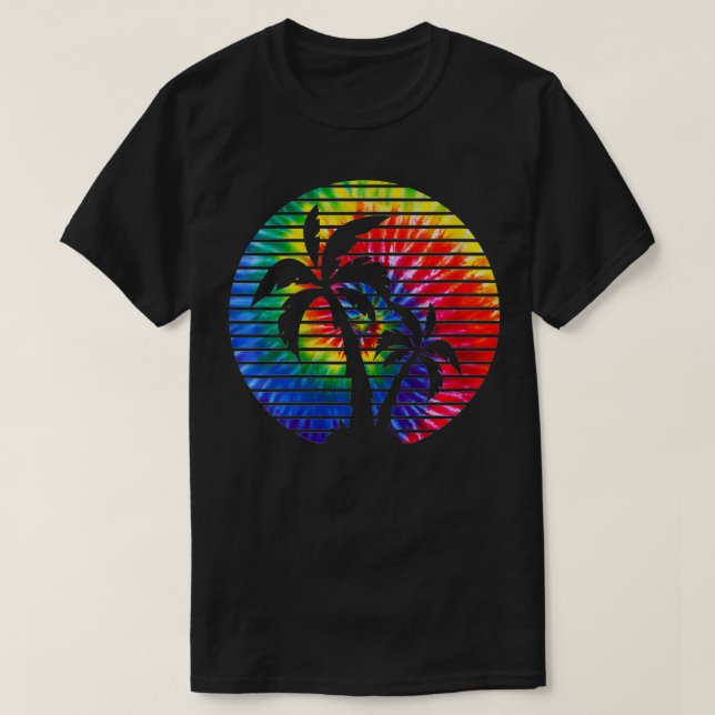 Womens Handflatan Träd Tie Dye Sunset Tropical Bea T Shirt (Design framsida)