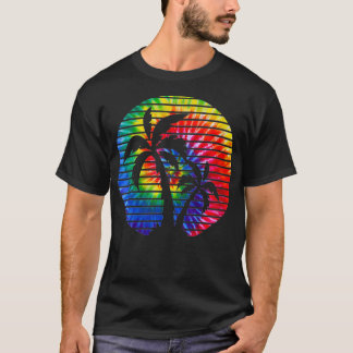 Womens Handflatan Träd Tie Dye Sunset Tropical Bea T Shirt