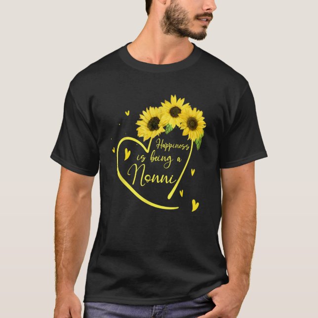 Womens Happiness Is Being A Nonni Sunflower T Shirt (Framsida)