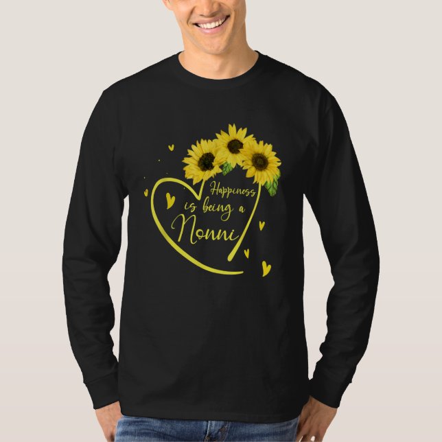Womens Happiness Is Being A Nonni Sunflower T Shirt (Framsida)