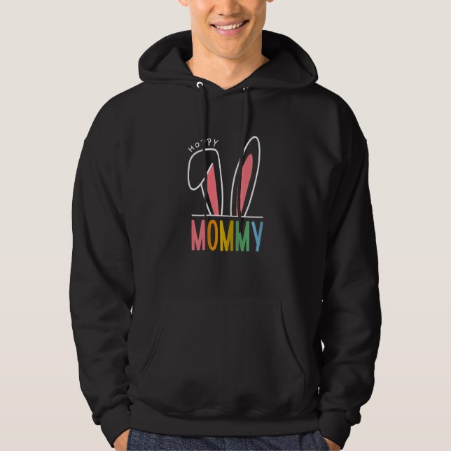 Womens Happy Easter Day 2023 Hoppy Mommy Bunny Fun Hoodie (Framsida)