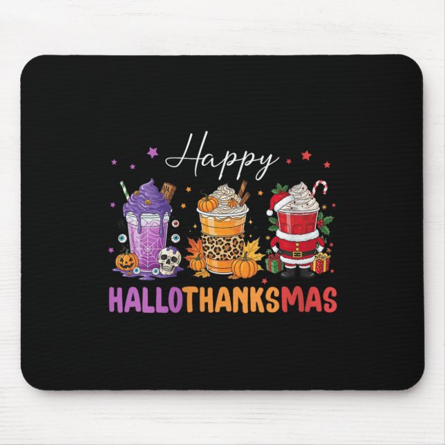 Womens Happy Hallothanksmas Halloween Thanksgiving Musmatta (Framsidan)
