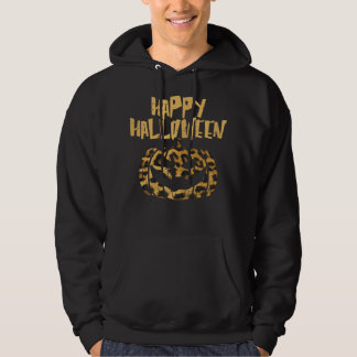 Womens Happy halloween Leopard Jack o lantern Hall Hoodie