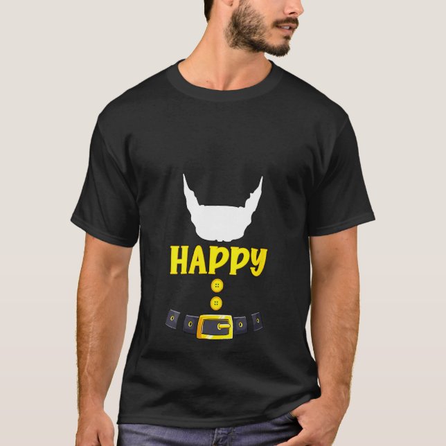 Womens Happy halloween Shorty Costume Färg Lycklig T Shirt (Framsida)