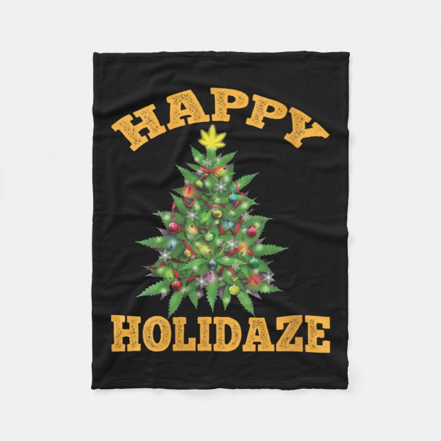 Womens Happy Holidaze Funny Weed Christmas Stoner  Fleecefilt (Framsidan)