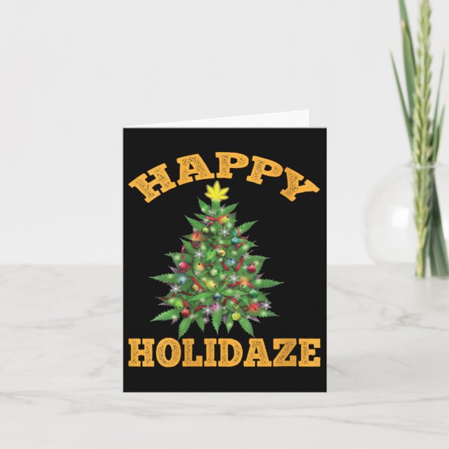 Womens Happy Holidaze Funny Weed Christmas Stoner  Kort (Framsida)