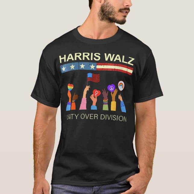 Womens Harris Waltz 2024 Unity over Division T Shirt (Framsida)