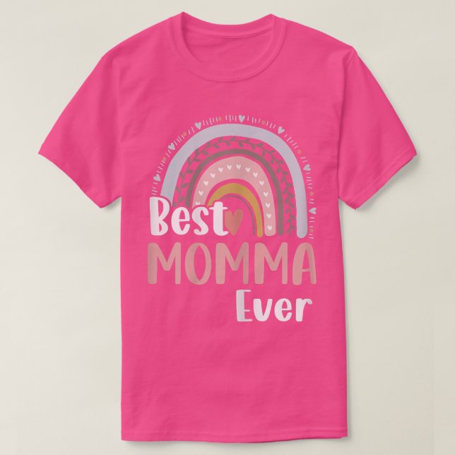 Womens Heart Boho Rainbow Best Momma nånsin Mammor T Shirt (Design framsida)
