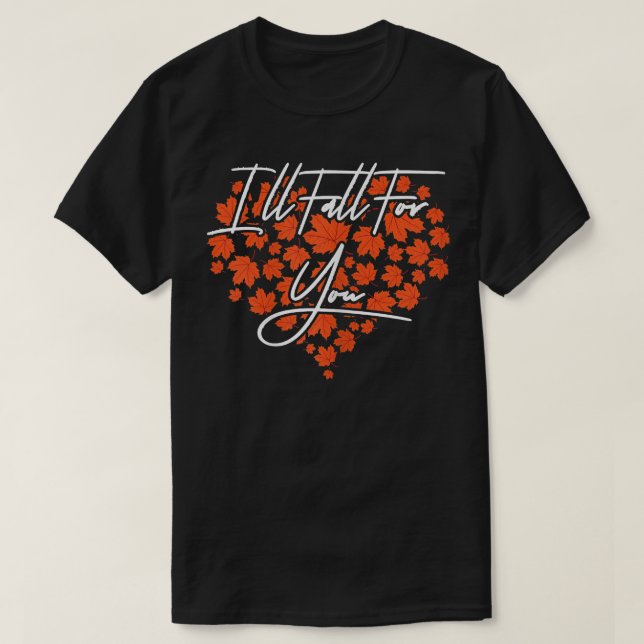 Womens Heart Höst löv Fall Season T Shirt (Design framsida)