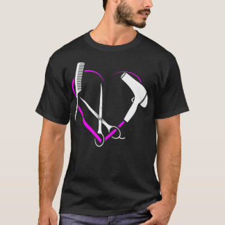 Womens Heart Kärlek Hairdresser Gift Salon Hairsty T Shirt