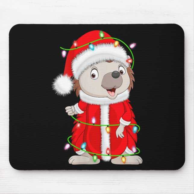 Womens Hedgehog Christmas Lights Santa Costume Cut Musmatta (Framsidan)