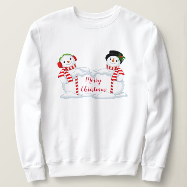 Womens Helgdag Sweatshirt-Snögubbe T Shirt (Design framsida)