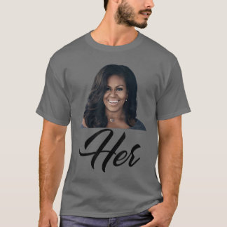 Womens Her Michelle Obama Blue Small Classic Fit V T Shirt