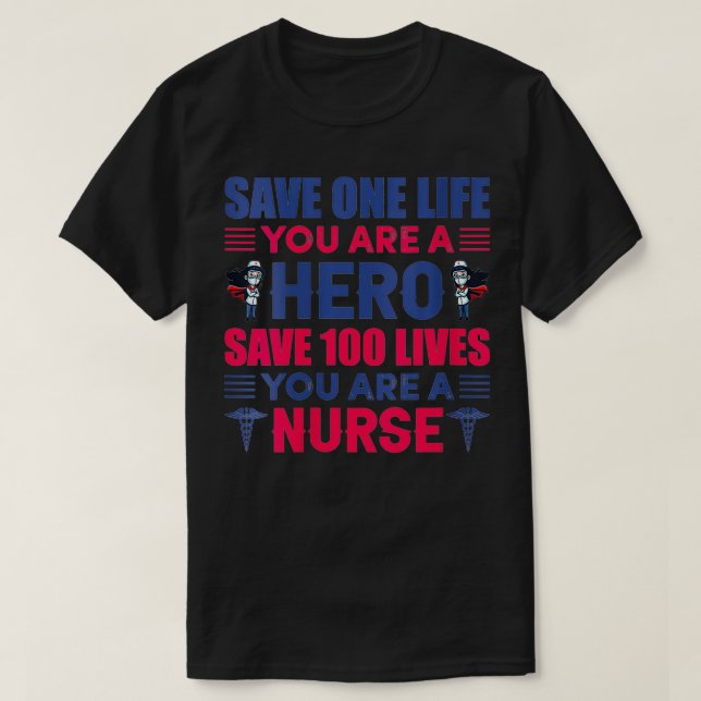 Womens Hero Saves Lives Nurse Gift VNec T Shirt (Design framsida)