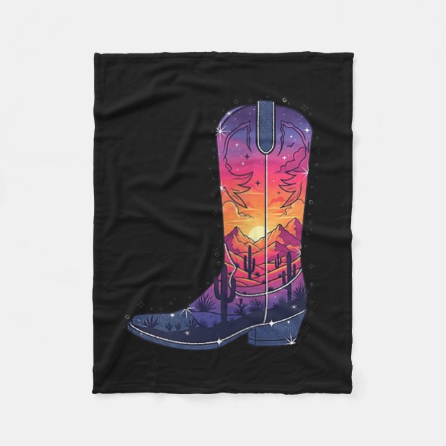 Womens Himmel Cowgirl Boot Desert Sunset Dreamers  Fleecefilt (Framsidan)
