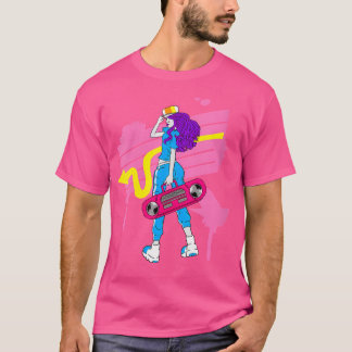 Womens Hip hop Girl Boom Box Bläck Splat Coola Art T Shirt