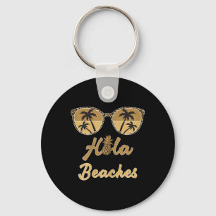 Womens Hola Beacher Funny Pineapple Beach Summer V Nyckelring