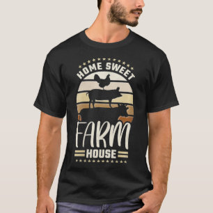 Womens Home Sweet Farm House, Farm Animal VNeck T Shirt