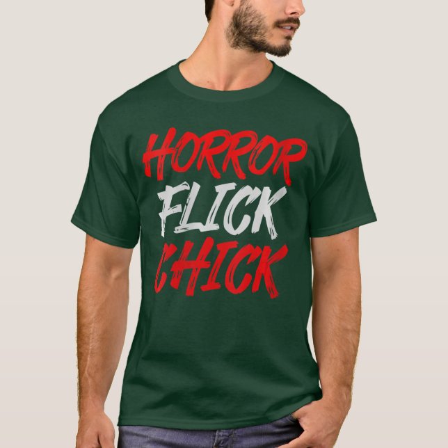 Womens Horror Flick Chick VNeck retro T Shirt (Framsida)