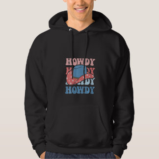 Womens Howdy Western Country USA Flag 4th of July Hoodie