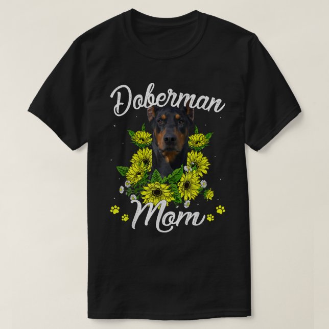 Womens Hund Mamma Mors dag Gift Solros Doberma T Shirt (Design framsida)