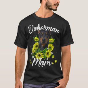 Womens Hund Mamma Mors dag Gift Solros Doberma T Shirt