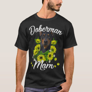 Womens Hund Mamma Mors dag Gift Solros Doberma T Shirt