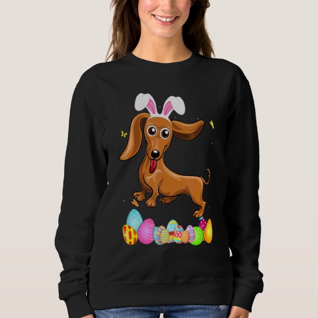 Womens Hund Presenter Cute Bunny Dachshund Eggs T Shirt (Framsida)