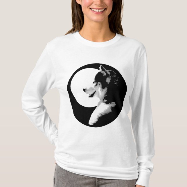 Womens Husky Shirt Husky Malamute Hund tröja (Framsida)