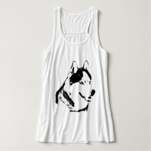 Womens Husky Tanktop Shirt Sled Hund Dam Shirt Linne Med Racerback