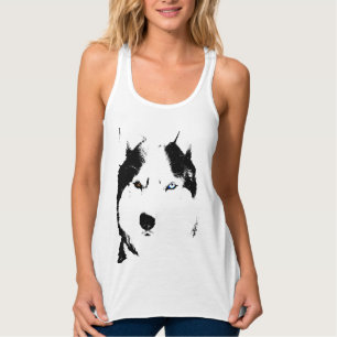 Womens Husky Tanktop Shirt Sled Hund Dam Shirt Linne Med Racerback