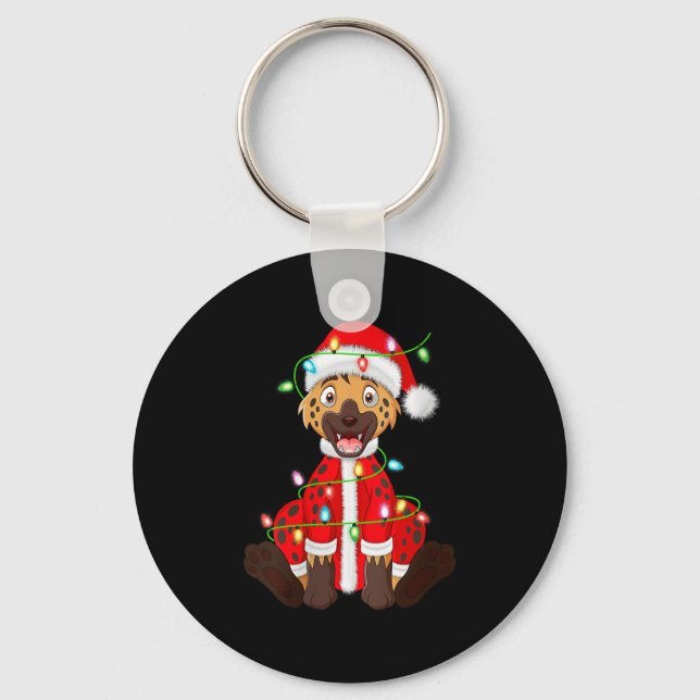 Womens Hyena Christmas Lights Santa Costume Cute A Nyckelring (Framsida)