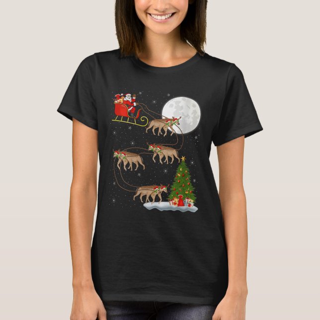 Womens Hyena Santa Sleigh Flying Funny Magical Chr T Shirt (Framsida)
