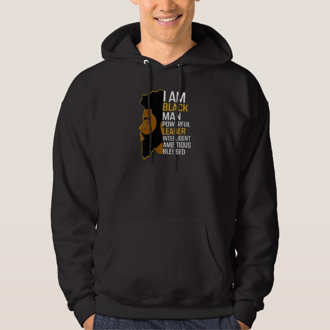 Womens I Am Black Man Powerful Leader Black King A Hoodie (Framsida)