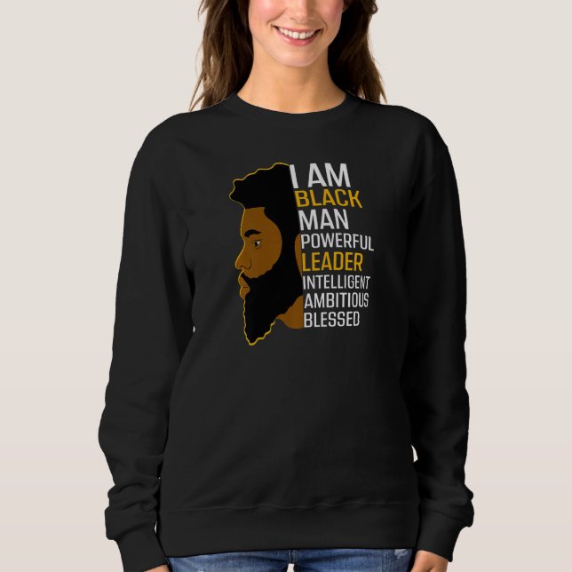 Womens I Am Black Man Powerful Leader Black King A T Shirt (Framsida)