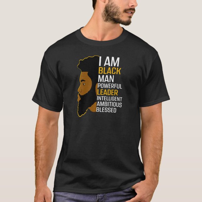 Womens I Am Black Man Powerful Leader Black King A T Shirt (Framsida)